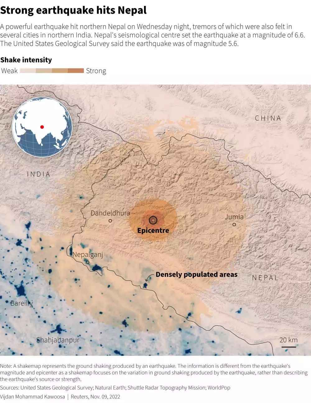 U zemljotresu u Nepalu poginulo najmanje šest seljana, potresa i Nju Delhi