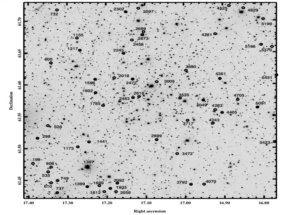 Indijski astronomi otkrivaju desetine promenljivih zvijezda u regionu NGC 381