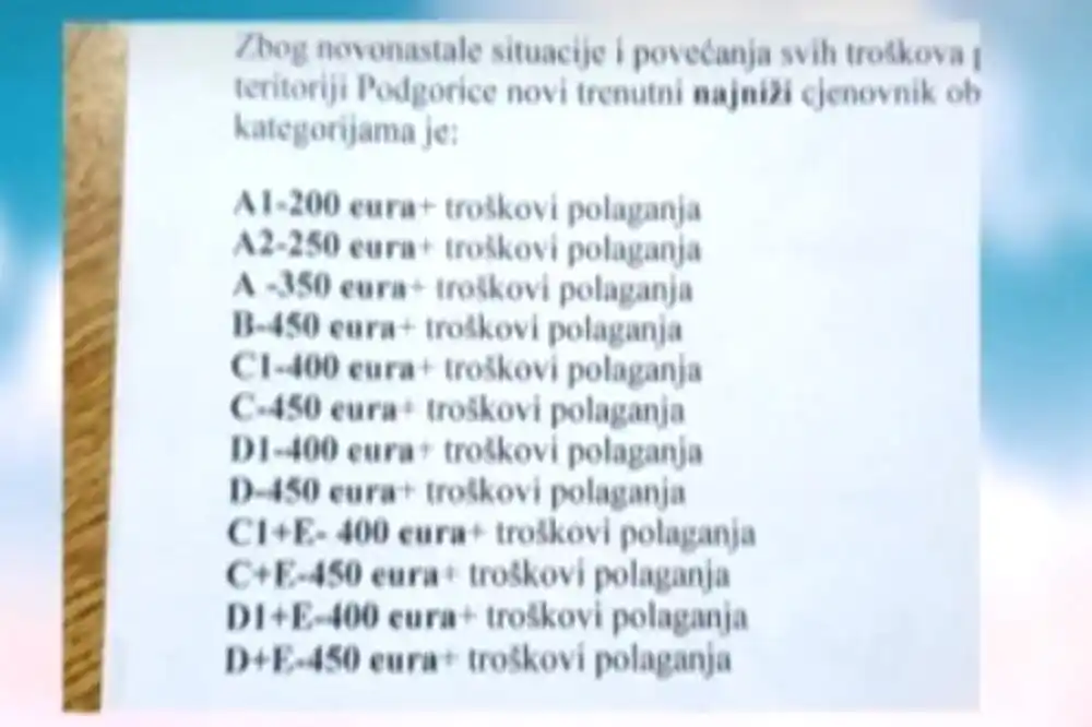 Nove cijene polaganja vozačkog ispita: B kategorija 450 eura, A kategorija 300