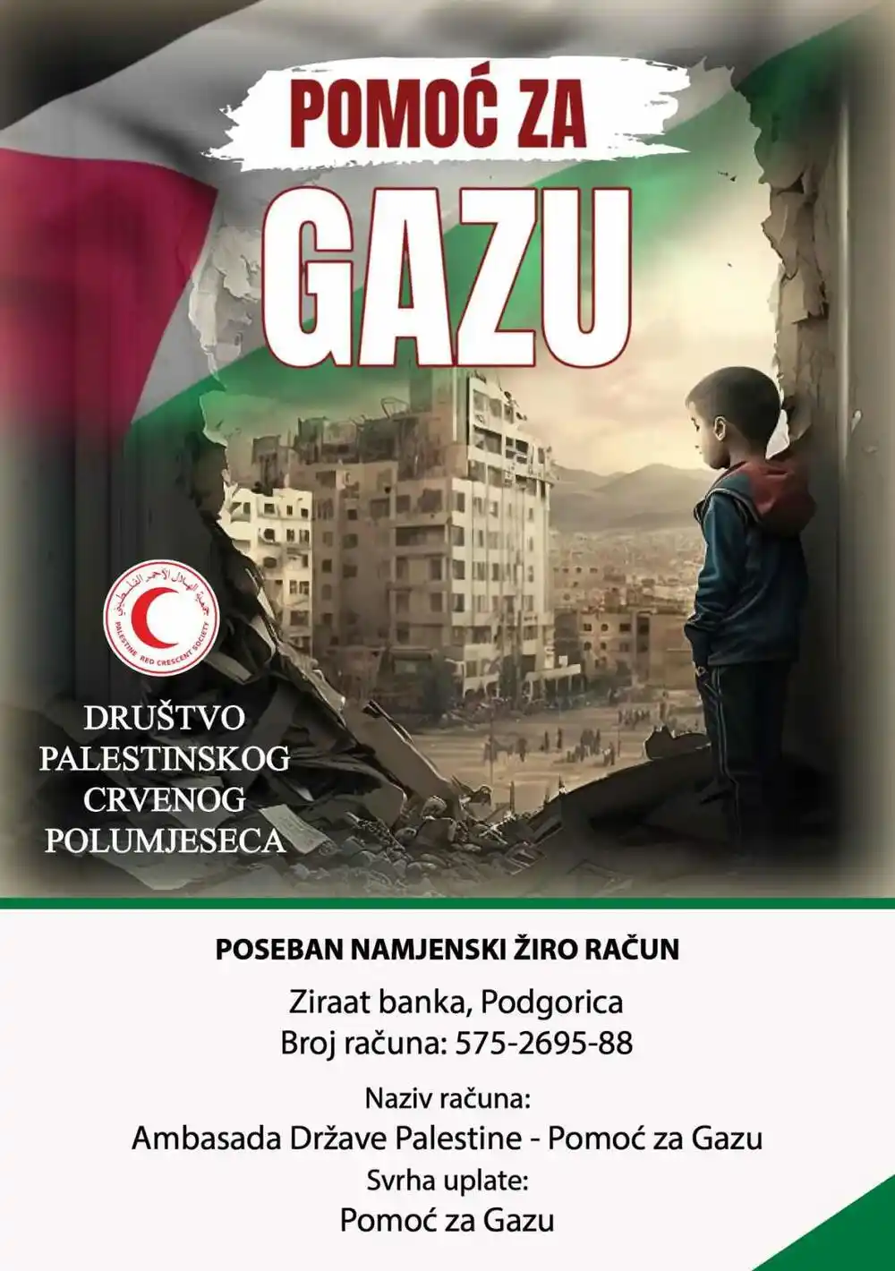 Palestinska ambasada otvorila žiro račun za pomoć civilima u Pojasu Gaze