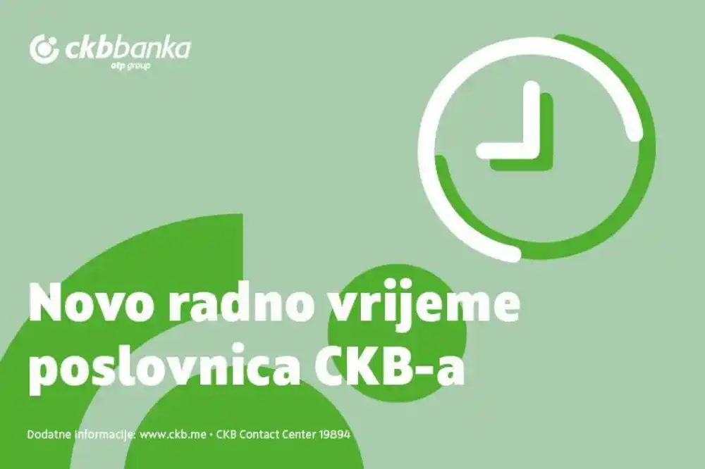 Od sjutra novo radno vrijeme poslovnica CKB-a