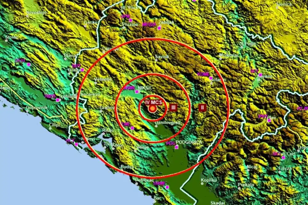 Slabiji zemljotres kod Nikšića