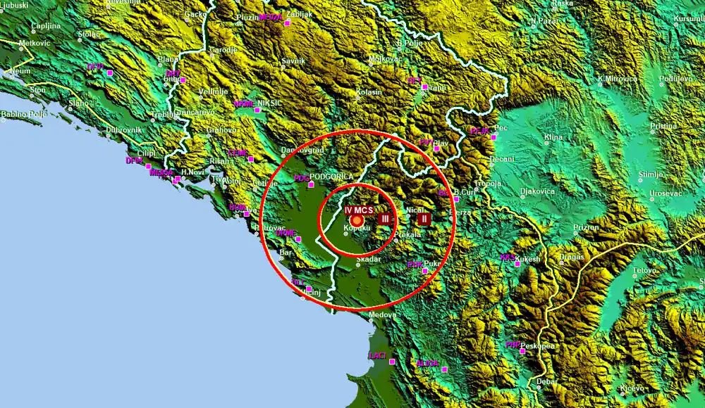 Slabiji zemljotres u Albaniji, osjetio se i u Crnoj Gori