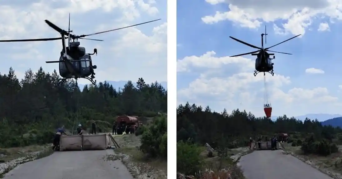 Helikopter Vojske gasi požar u Plužinama