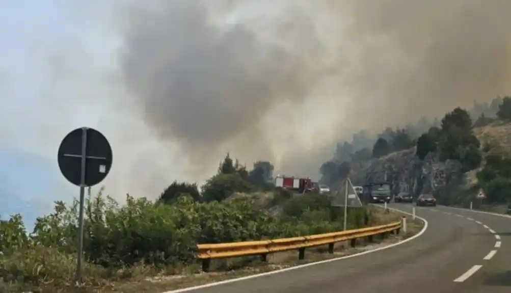 Na putu Nikšić – Podgorica: Požar u mjestu Drenoštica