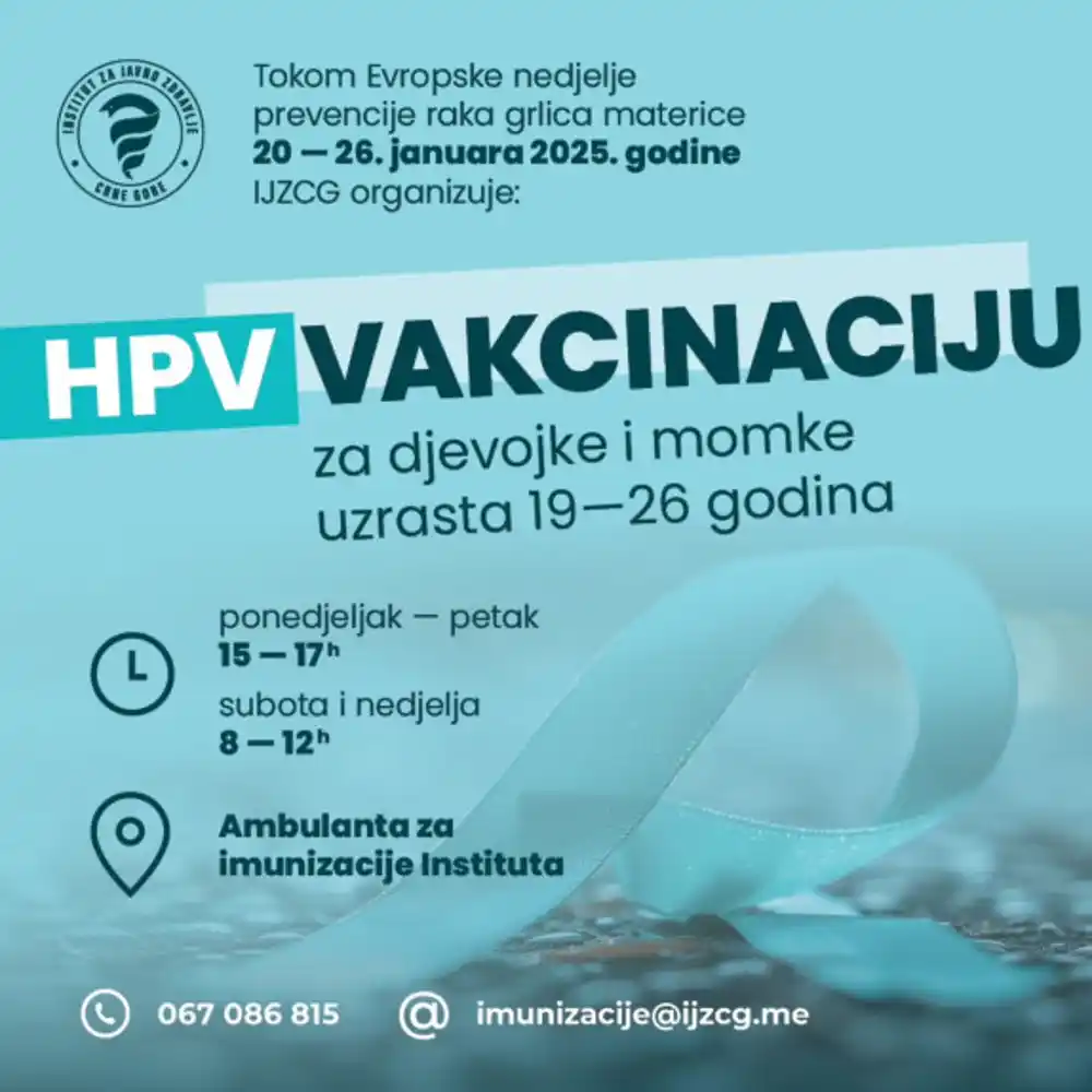 IJZCG: Dodatni termini za HPV vakcinaciju za djevojke i momke