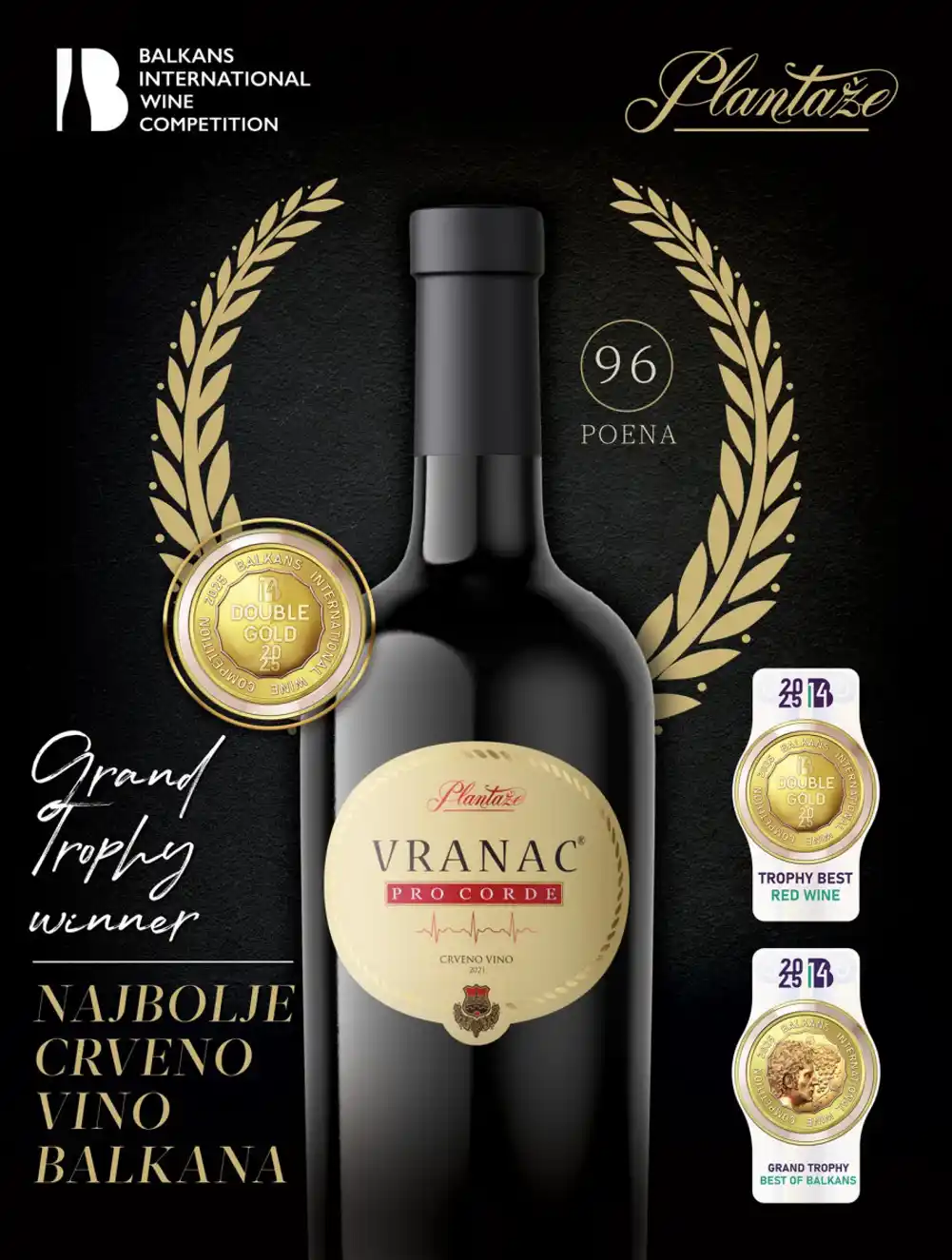 Vina Plantaža ponovo briljirala: Vranac Pro Corde 2021 proglašen za najbolje vino Balkana