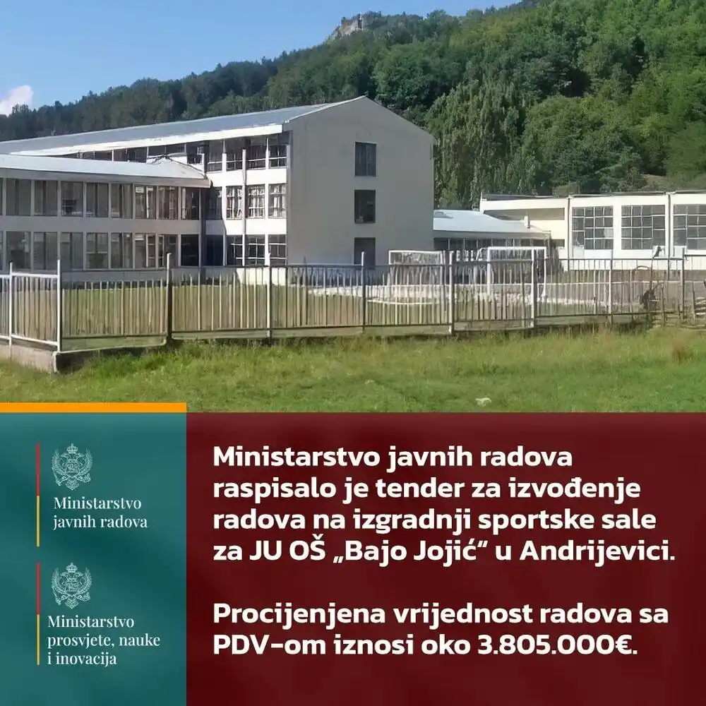 Za sportsku salu OŠ „Bajo Jojić“ u Andrijevici preko tri miliona eura