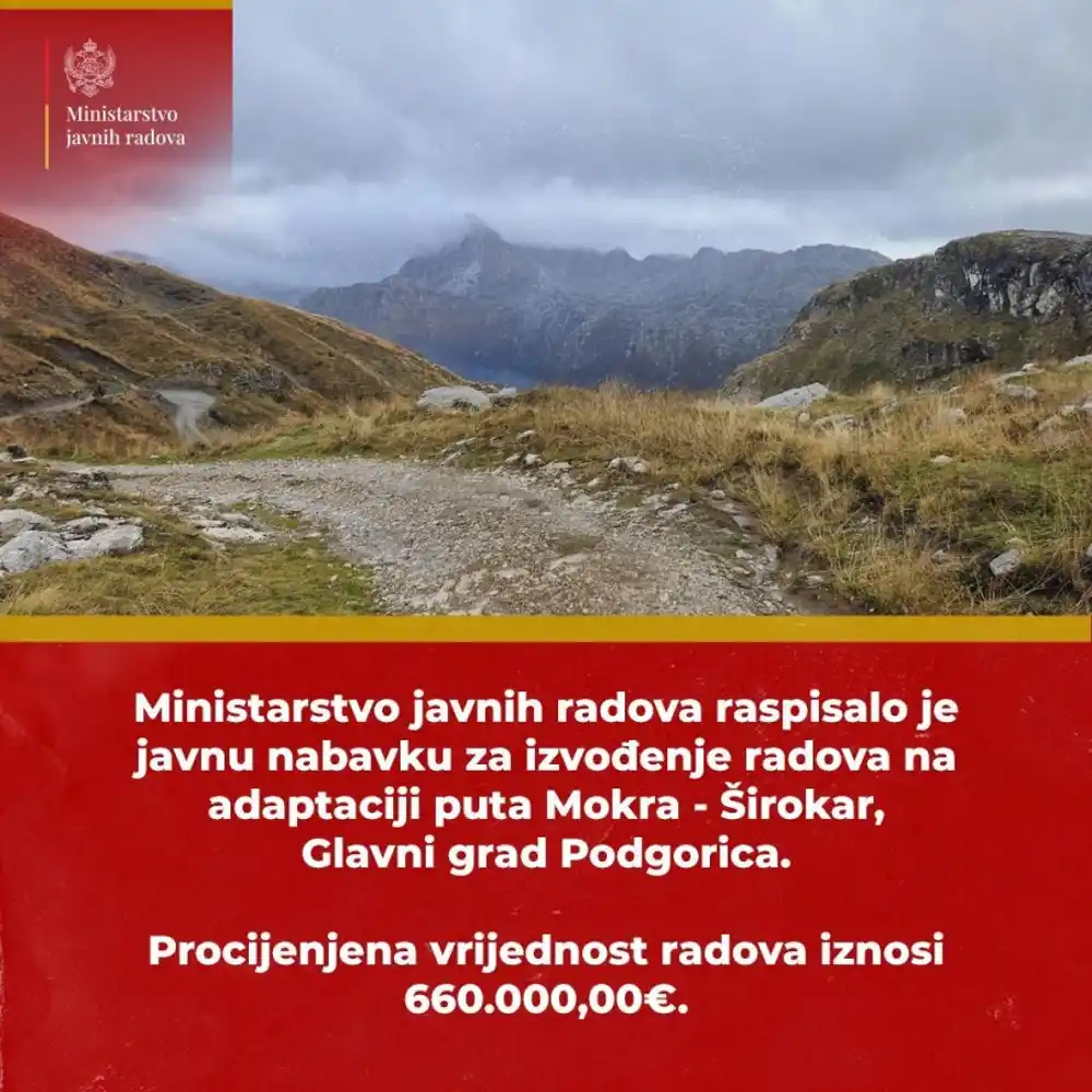 Javna nabavka za izvođenje radova na adaptaciji puta Mokra-Širokar