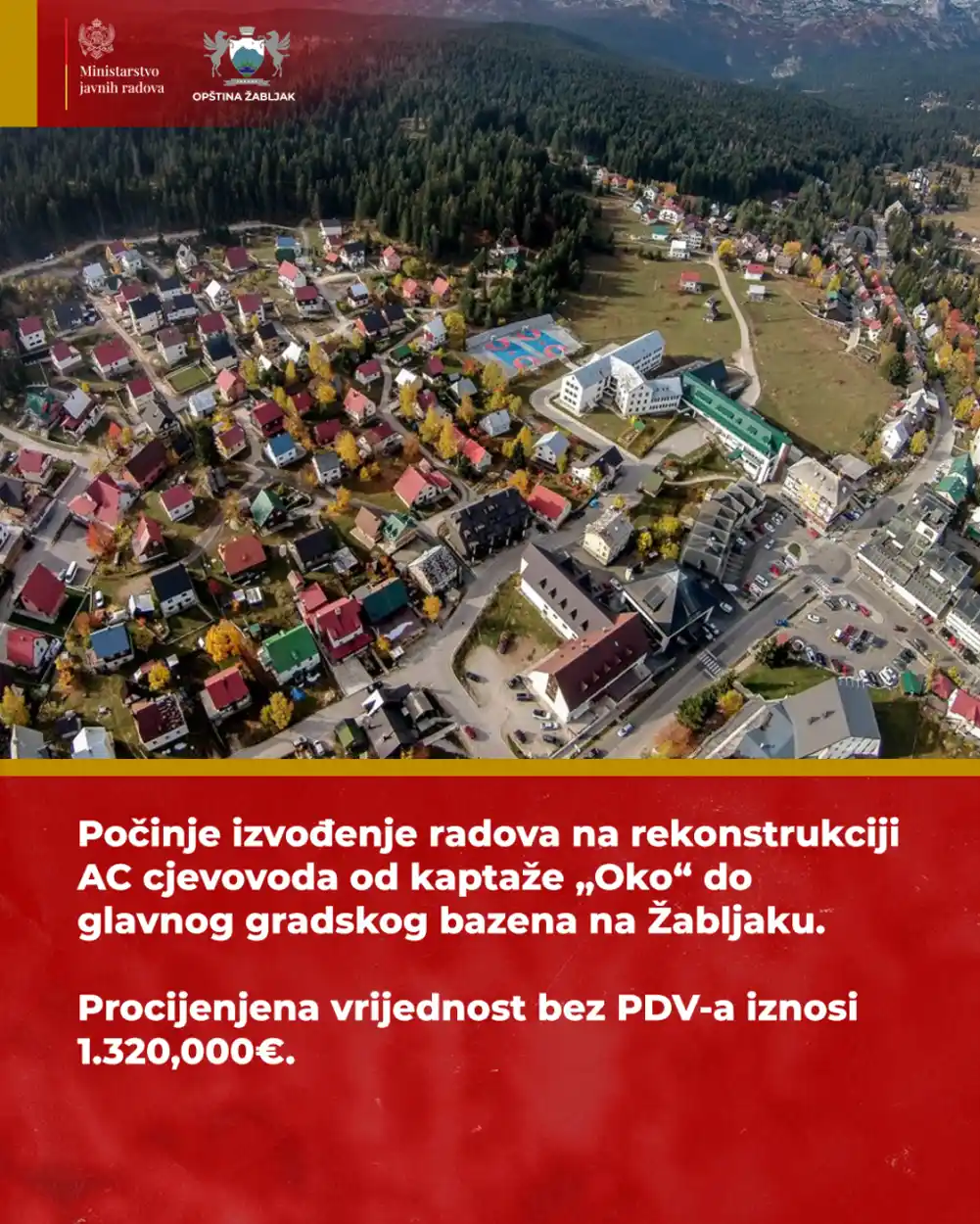 Raspisana javna nabavka za rekonstrukciju cjevovoda na Žabljaku