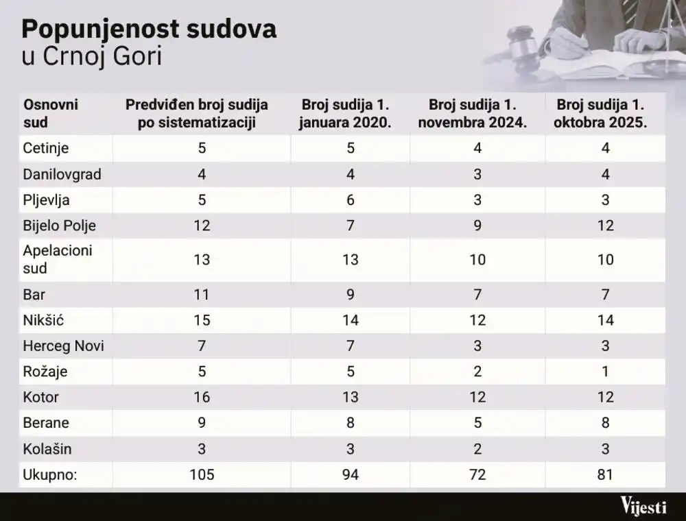 I dalje nedostaju djelioci pravde: U 11 osnovnih sudova i u Apelacionom u prethodnoj godini imenovano devet novih sudija