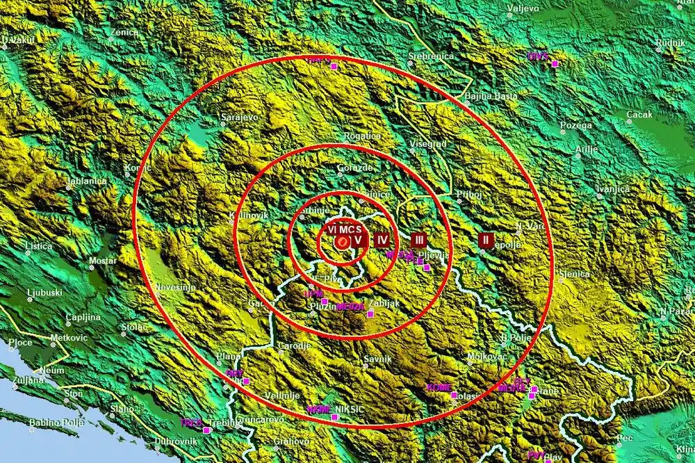 Zemljotres na granici Crne Gore i BiH