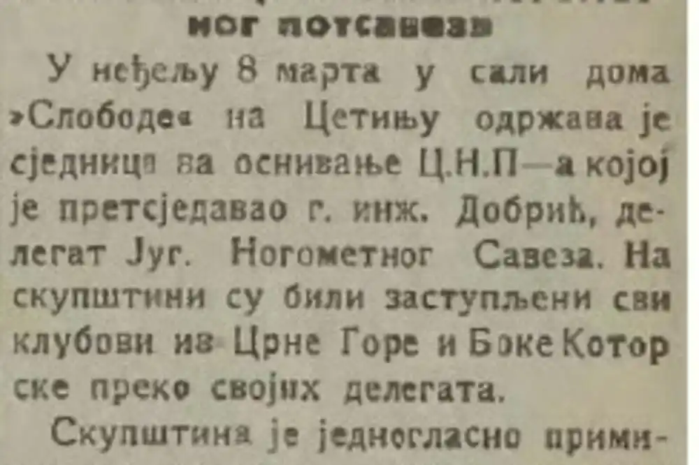 „Punoljetstvo” CG fudbala i Cetinjski nogometni podsavez