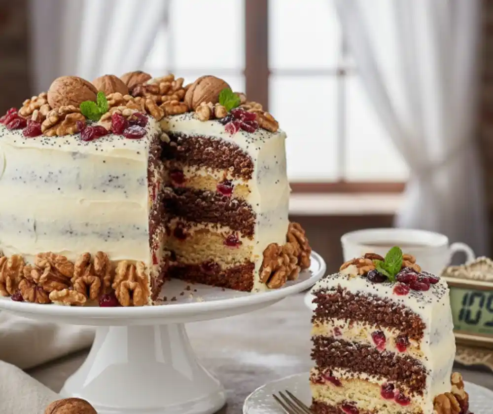 Ruska kraljevska torta sa makom, orasima i brusnicama