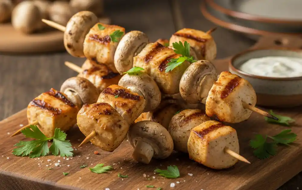Pileći ražnjići s pečurkama