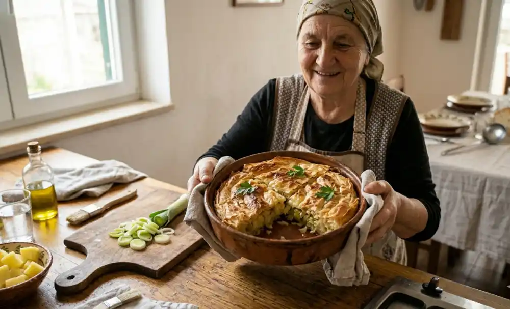 Posna pita sa krompirom i prazilukom: Hrskava spolja, a mekana i sočna iznutra