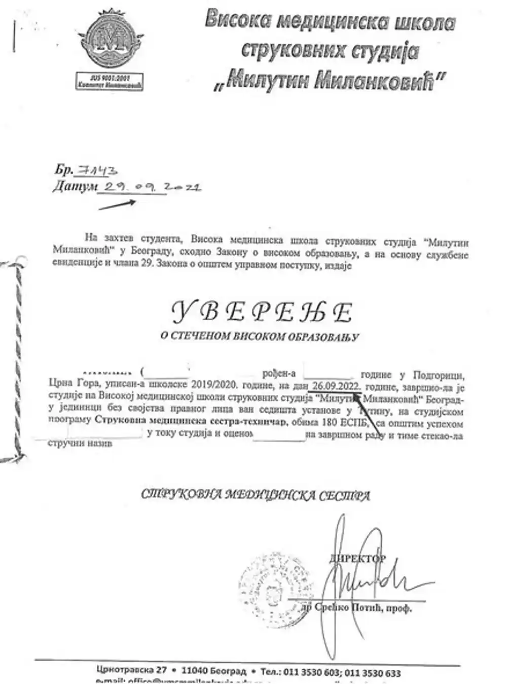 Alternativa CG: „Studirala u Beogradu, a istovremeno imala sate rada u KCCG