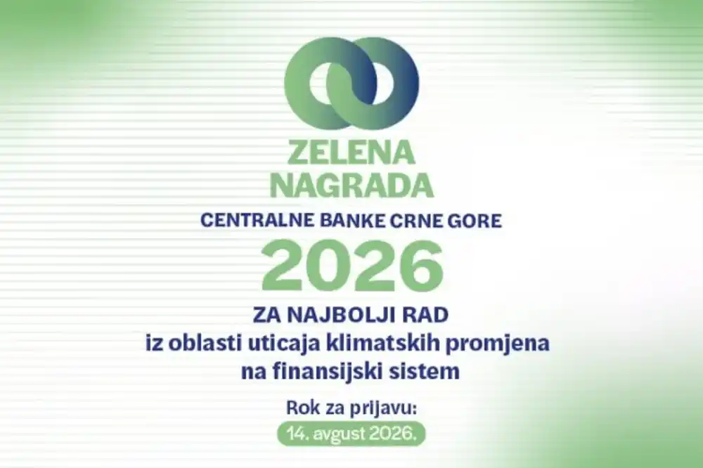 Centralna banka raspisuje konkurs za dodjelu Zelene nagrade za 2026.