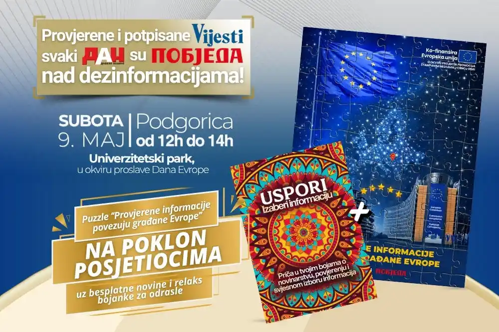 Provjerene informacije povezuju građane Evrope: Podrška štampanim medijima na proslavi Dana Evrope u Podgorici