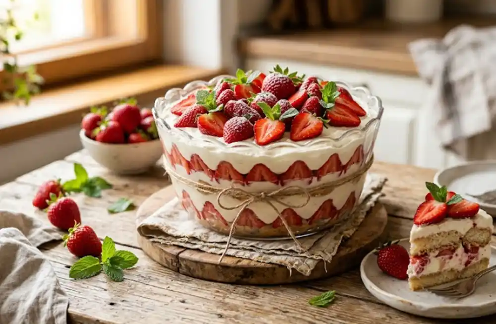 Torta sa jagodama i piškotama: lagani desert bez pečenja