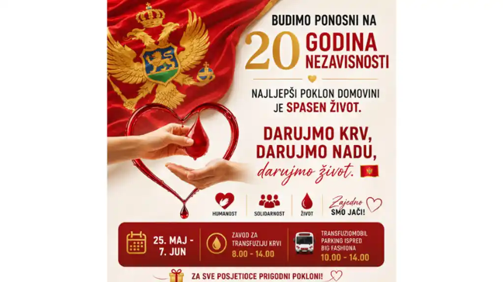 Zavod za transfuziju krvi: Najljepši poklon Crnoj Gori – darovana kap života