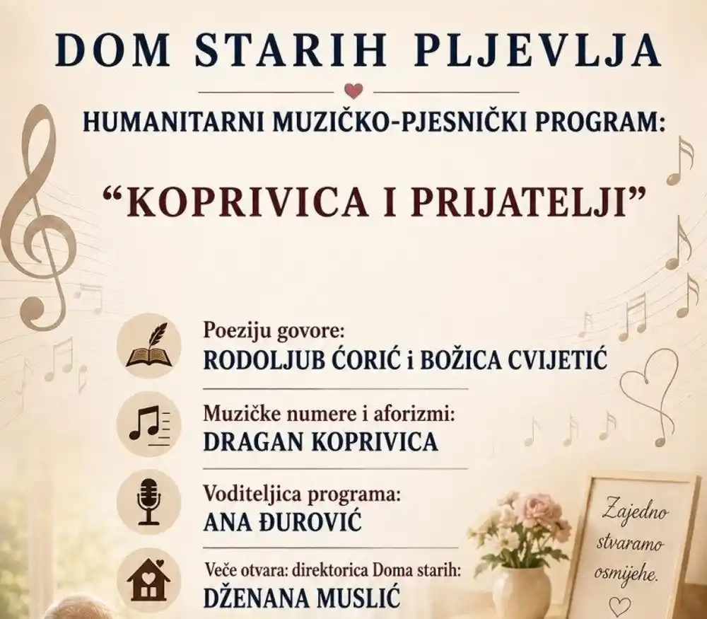 Koprivica i prijatelji večeras u Domu starih Pljevlja