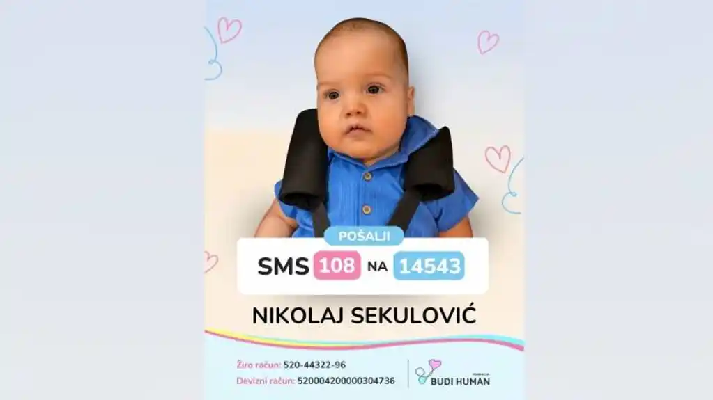 Fondacija „Budi human“: Nikolaj boluje od rijetkog sindroma i hitno mu je potrebna naša pomoć, POŠALJI 108 na 14543