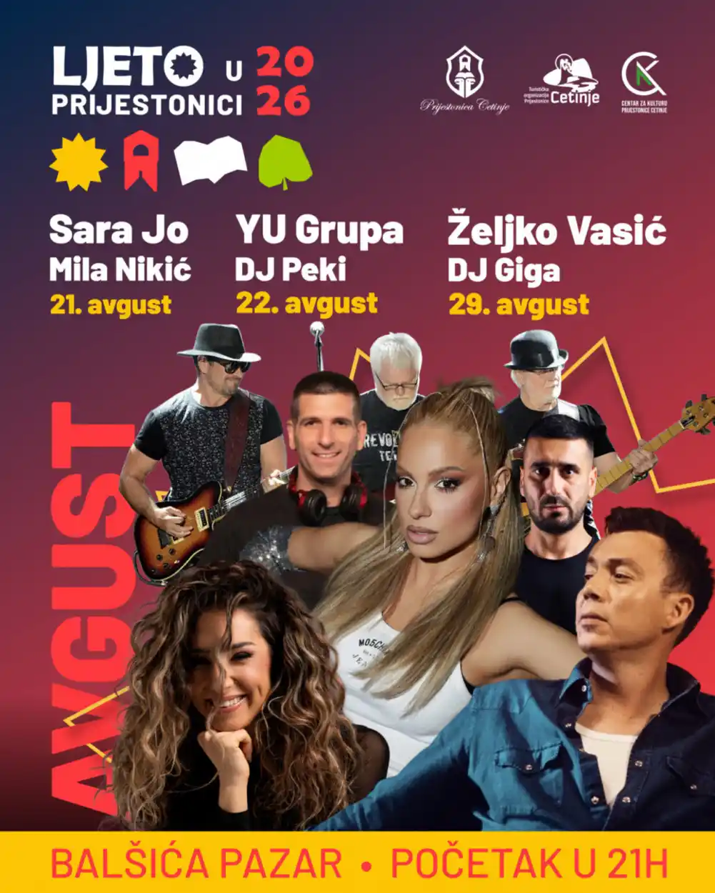 “Ljeto u Prestonici” ovog vikenda na Balšića pazaru: Zvijezde Sara JO, YU grupa, Mila Nikić i DJ Peki