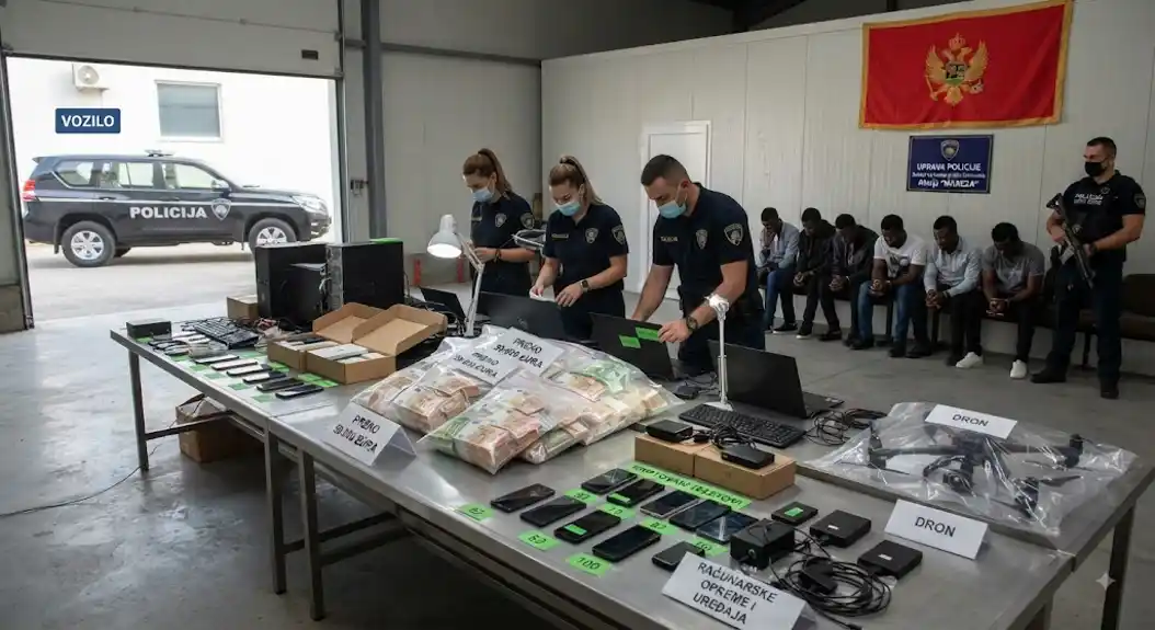 Rezultati policijsko-tužilačkih aktivnosti na Marezi: Devet stranih državljana lišeno slobode; pronađeno preko 50.000 eura, kriptovani telefoni, dron, vozilo